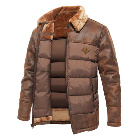 Autumn And Winter Men's Lapel Fur Integrated Fashionable Jacket