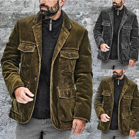 Men's Casual Fashion Temperament Pure Color Open Lining Jacket