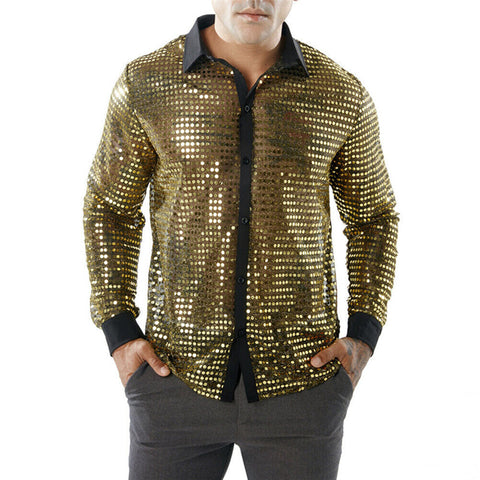 Polka Dot Scale Long Sleeve Shirt For Men