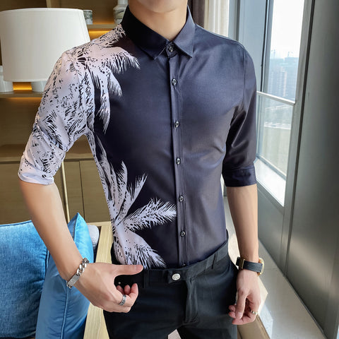 Handsome Print Youth Trend Flower Shirt