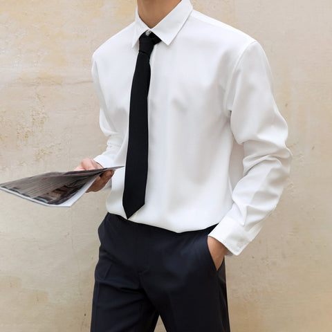 Men's White Shirt Autumn New Black Shirt