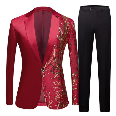 Fashionable Personality Explosive Men's Embroidered Sequin Suit