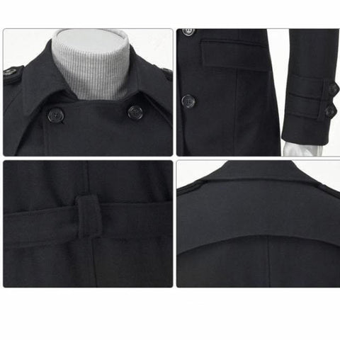 Casual Cool Woolen Slim Belt Men's Duster