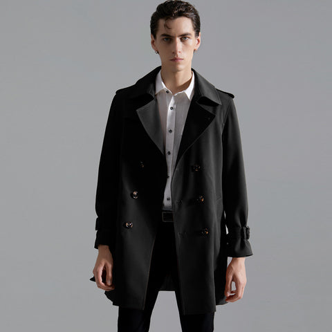 Men's Classic Double-breasted Trench Coat Long