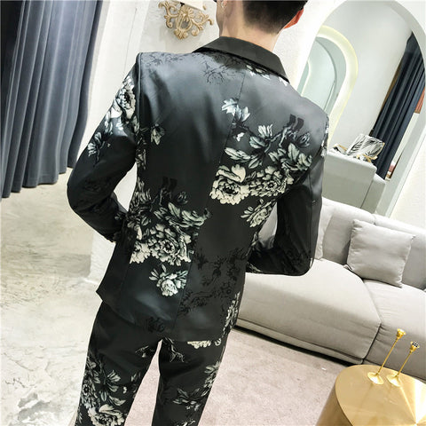 Foreign Trade Autumn And Winter Floral Print Two Piece Suit