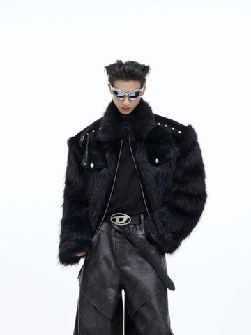 Spliced Anti Mink Fur Fur Coat