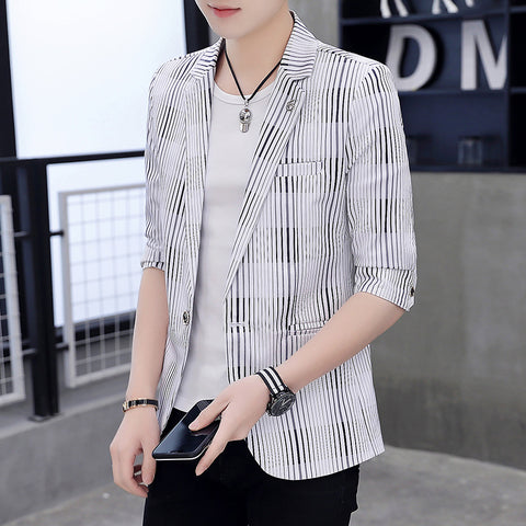 Men's Small Suit Mid-Sleeve Suit Hollow Chiffon Jacket