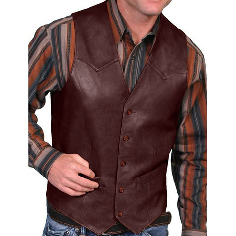 Fashion Retro Men's Vest Performance Costume Decoration Round Neck Short Sleeves