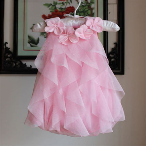 Girls' Solid Color Chiffon Party Dress