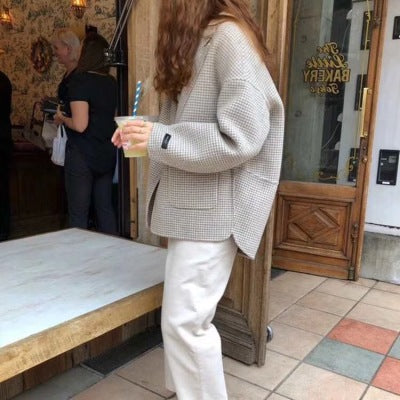 Small Woolen Coat Women Short Coat Female Korean Style Woolen Student Loose Suit