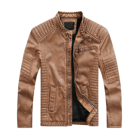 3New Style Washed Men's Pu Leather Jacket