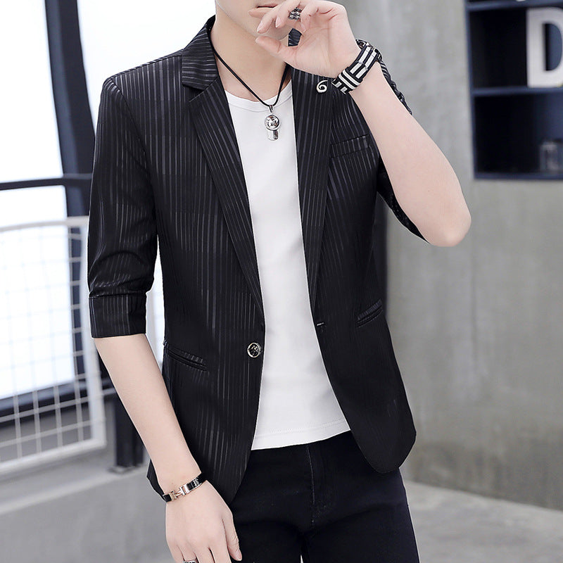 Men's Small Suit Mid-Sleeve Suit Hollow Chiffon Jacket