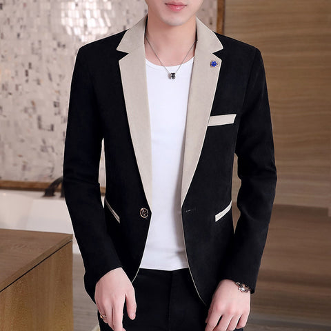 Contrast Color Fashion Slim Men's Small Suit Men