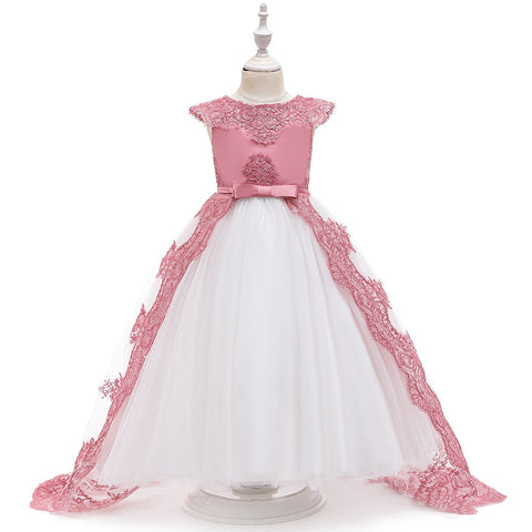 Girls' Walk Show Piano Performance Dress Tufted Puffy Skirt