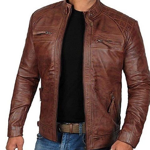 European And American Men's Leather Jacket Male Youth Stand Up Collar