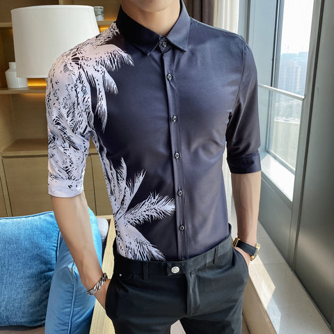 Handsome Print Youth Trend Flower Shirt