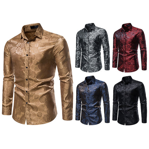 New Men's Long-sleeved Fashion Button Shirt