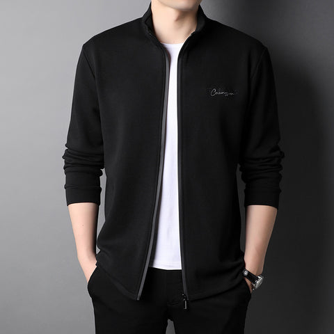 Fashion Trend Stand Collar Embroidered Sports Men's Top Jacket