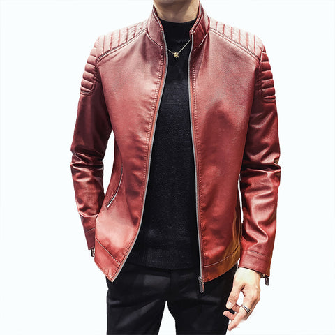 Korean Style Slim Casual PU Leather Jacket