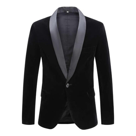 European And American Men's Velvet Wine Red Sapphire Blue Black Suit Jacket Host Wedding Gentleman Suit Banquet Dress