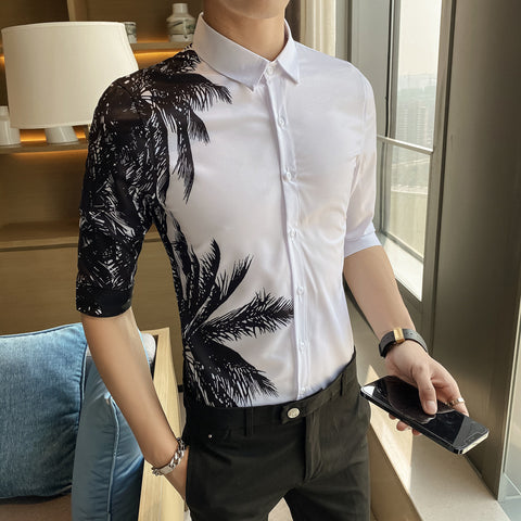 Handsome Print Youth Trend Flower Shirt