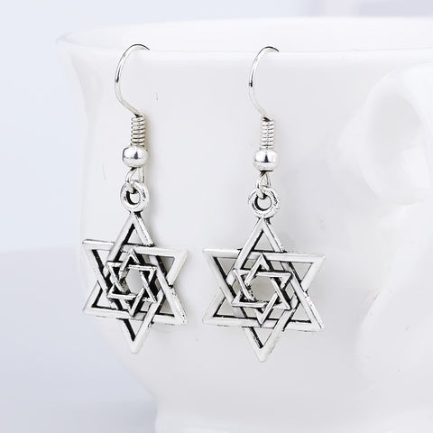 Simple Alloy Plating Hollow Six-pointed Star Earrings Temperament Wild