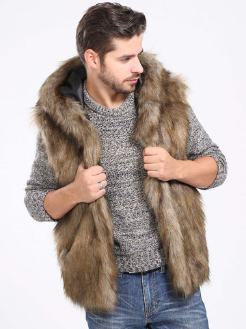 European And American Men's Faux Fur Vest