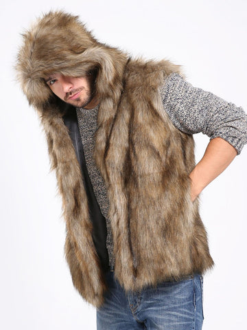 European And American Men's Faux Fur Vest