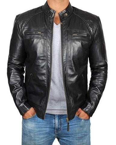 European And American Men's Leather Jacket Male Youth Stand Up Collar