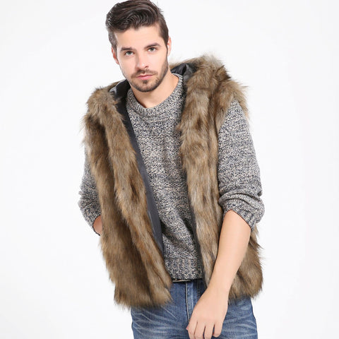 European And American Men's Faux Fur Vest