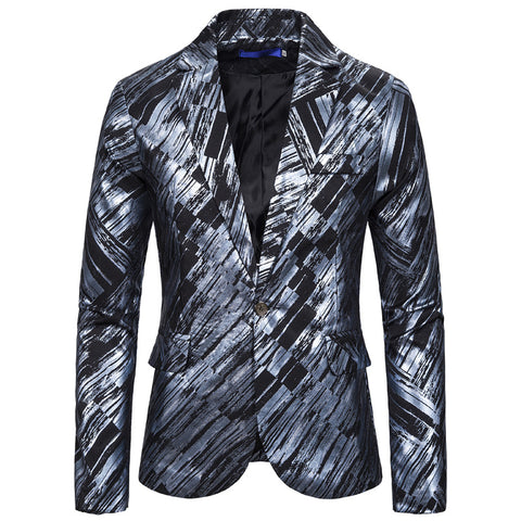 Fashion Print European Size Single-breasted Men's Suits