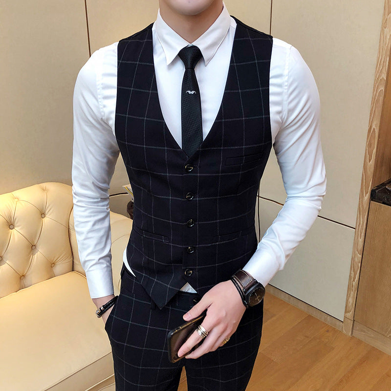 British Plaid Trendy Men's Vest Casual Waistcoat