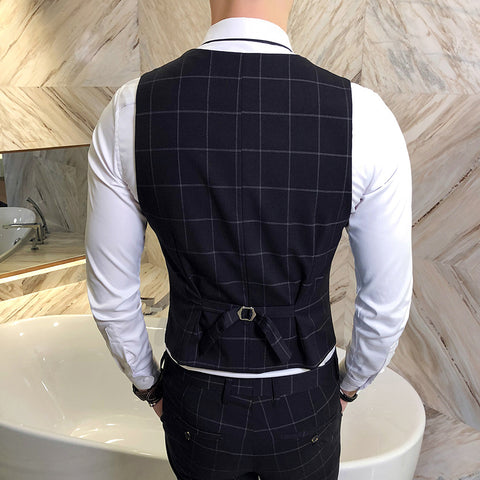 British Plaid Trendy Men's Vest Casual Waistcoat