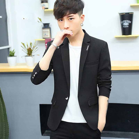 Fashion Slim Plaid Suit Men's Jacket