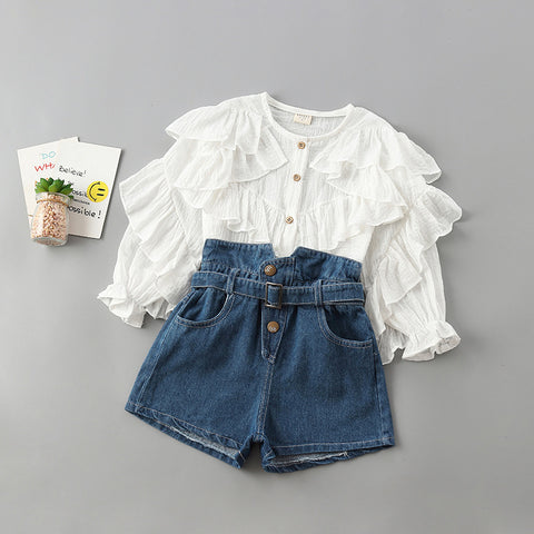 New Suit Girl Solid Color Shirt Jeans