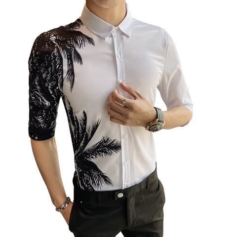 Handsome Print Youth Trend Flower Shirt